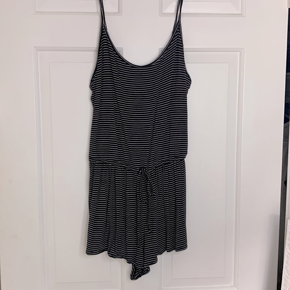 Black and White Striped Romper